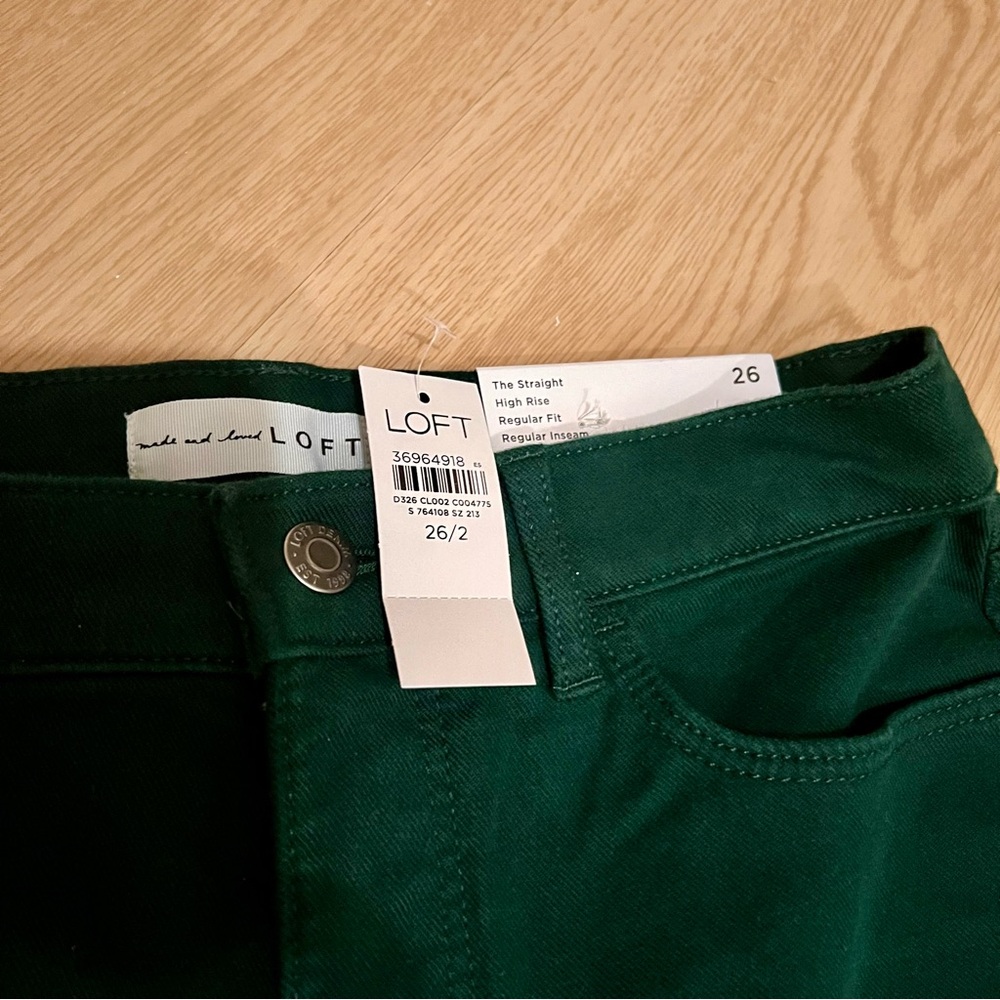 LOFT Women's Forest Green Straight Leg Jeans